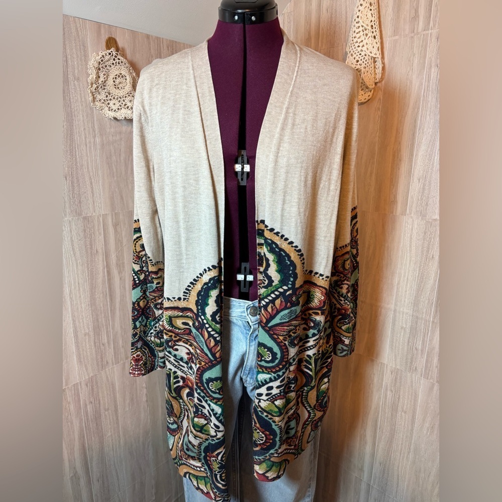 Chico's Multicolor Paisley Patterned Cardigan
